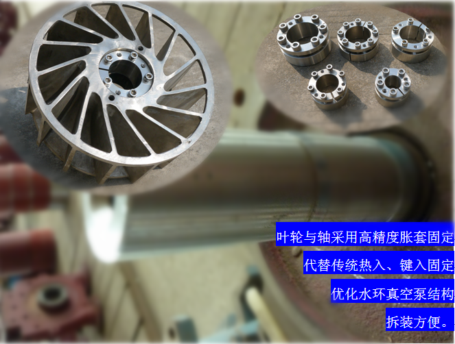 2BVF水環(huán)式真空泵采用高精度脹套固定，能優(yōu)化水環(huán)式真空泵結(jié)構(gòu)，拆裝方便，節(jié)約成本